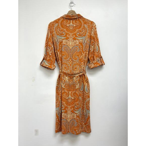J. McLaughlin Paisley Print Catalina Cloth Belted Shirt Dress Colorful - Large - Picture 3 of 11